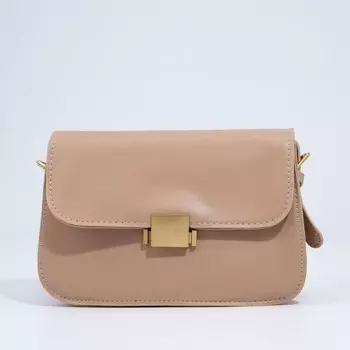 Сумка женская мессенджер на клапане, 22614 см, бежевая