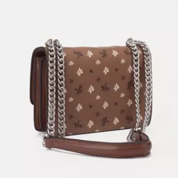 Сумка-мессенджер на клапане, цвет коричневый