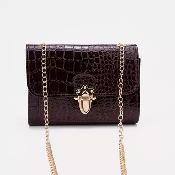 Сумка-мессенджер на клапане, цвет коричневый