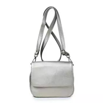 Сумка-мессенджер на клапане, цвет серебро