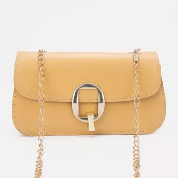 Сумка-клатч женская на молнии, на цепочке, с золотистой фурнитурой, жёлтая