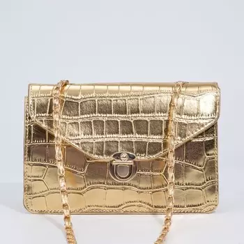 Сумка-мессенджер на клапане, цвет золотой