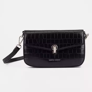 Сумка женская мессенджер David Jones на клапане, 21413 см, чёрная