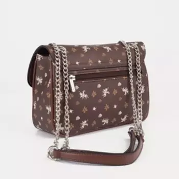 Сумка-мессенджер на клапане David Jones, наружный карман, цвет коричневый