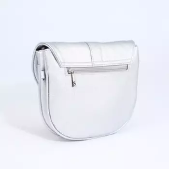 Сумка-мессенджер на магните, наружный карман, длинный ремень, цвет серебряный