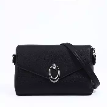 Сумка женская мессенджер на магните, 241015 см, однотонная, чёрная