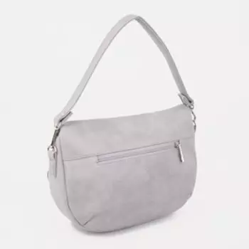 Сумка-мессенджер на клапане, длинный ремень, цвет серый