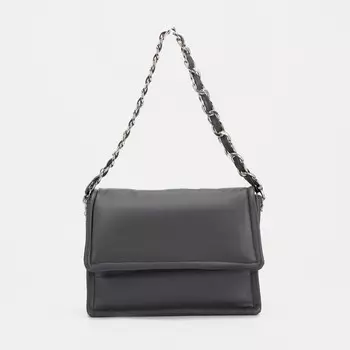 Сумка-мессенджер на клапане, 2 ремня, цвет серый