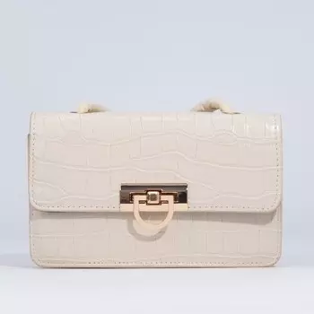 Сумка-мессенджер на клапане, цвет бежевый