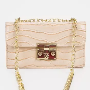 Сумка-мессенджер на застёжке, цвет бежевый