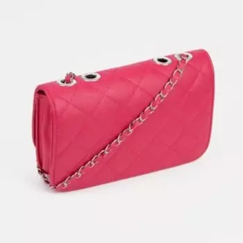 Сумка-мессенджер на клапане, длинный ремень, цвет фуксия