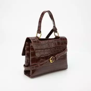 Сумка-мессенджер на клапане, длинный ремень, цвет коричневый