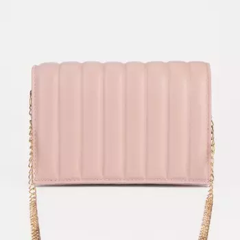 Сумка-мессенджер на клапане, длинный ремень, цвет пудра