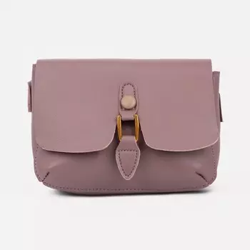 Сумка-мессенджер на клапане, длинный ремень, цвет пудра