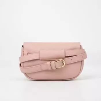Сумка-мессенджер на клапане, длинный ремень, цвет розовый