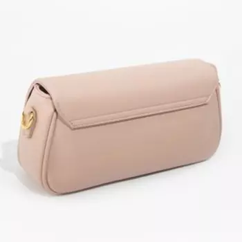 Сумка-мессенджер на клапане, длинный ремень, цвет розовый