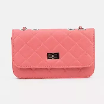 Сумка-мессенджер на клапане, длинный ремень, цвет розовый