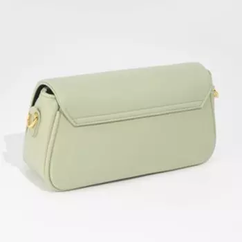 Сумка-мессенджер на клапане, длинный ремень, цвет зелёный