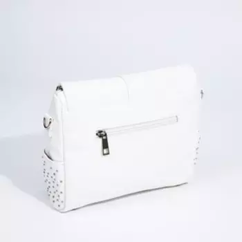 Сумка-мессенджер на клапане, наружный карман, 2 боковых кармана, цвет белый