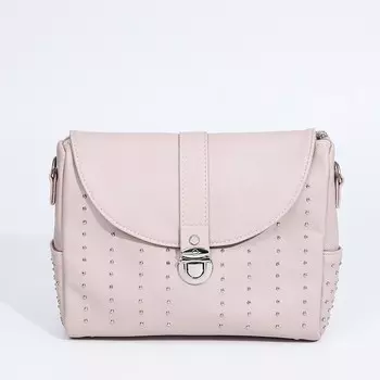 Сумка-мессенджер на клапане, наружный карман, 2 боковых кармана, цвет бежевый