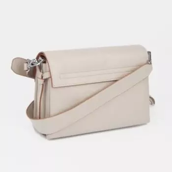 Сумка-мессенджер на клапане, наружный карман, цвет бежевый