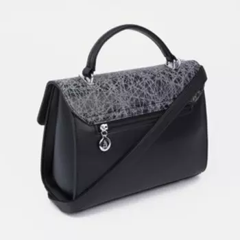 Сумка-мессенджер, отдел на клапане, наружный карман, цвет чёрный