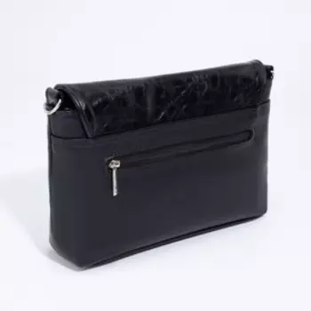 Сумка-мессенджер на клапане, наружный карман, цвет чёрный