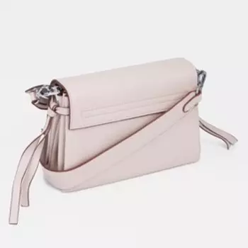 Сумка-мессенджер на клапане, наружный карман, цвет пудра