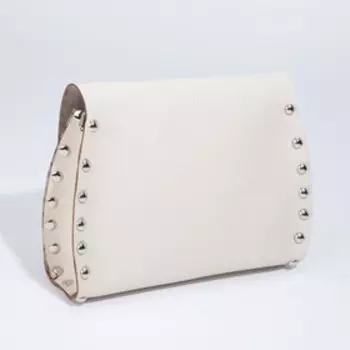 Сумка-мессенджер на клапане, наружный карман, длинный ремень, цвет бежевый