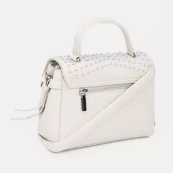 Сумка-мессенджер на клапане, наружный карман, длинный ремень, цвет бежевый