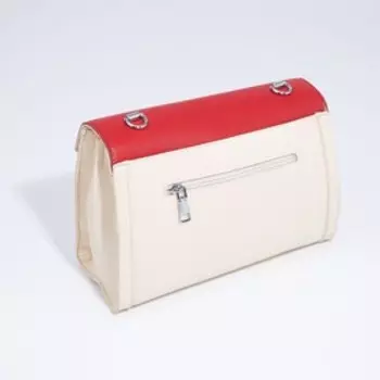 Сумка-мессенджер на клапане, цвет бежевый/красный