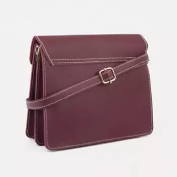 Сумка-мессенджер на магните, длинный ремень, цвет бордовый