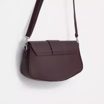 Сумка-мессенджер на клапане, наружный карман, длинный ремень, цвет бордовый