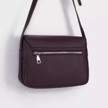 Сумка-мессенджер на клапане, наружный карман, длинный ремень, цвет бордовый