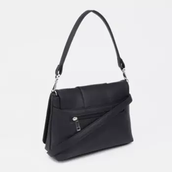 Сумка-мессенджер, отдел на клапане, наружный карман, длинный ремень, цвет чёрный