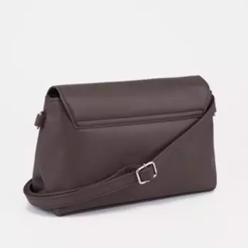 Сумка-мессенджер на клапане, наружный карман, длинный ремень, цвет коричневый