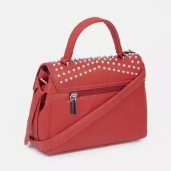 Сумка-мессенджер на клапане, наружный карман, длинный ремень, цвет красный