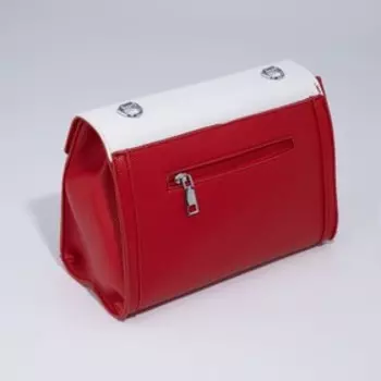 Сумка-мессенджер на клапане, цвет красный/белый