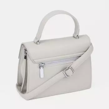 Сумка-мессенджер на клапане, наружный карман, длинный ремень, цвет серый