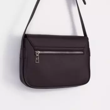 Сумка-мессенджер на клапане, наружный карман, длинный ремень, цвет тёмно-коричневый