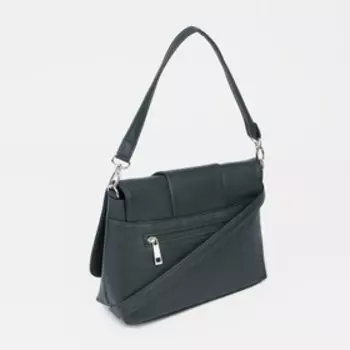 Сумка-мессенджер, отдел на клапане, наружный карман, длинный ремень, цвет зелёный