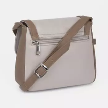 Сумка-мессенджер, отдел на клапане, наружный карман, регулируемый ремень, цвет бежевый/коричневый