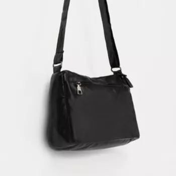 Сумка-мессенджер на клапане, наружный карман, регулируемый ремень, цвет чёрный