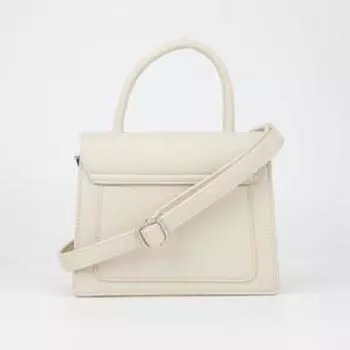 Сумка-мессенджер на клапане, наружный карман, регулируемый ремень, цвет светло-серый