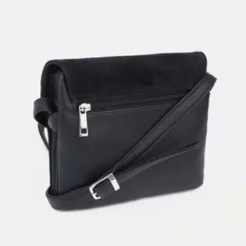Сумка-мессенджер, отдел на клапане, регулируемый ремень, цвет чёрный