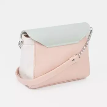 Сумка-мессенджер на клапане, регулируемый ремень, цвет пудра/мята