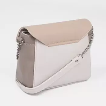 Сумка-мессенджер на клапане, регулируемый ремень, цвет светло-бежевый/какао