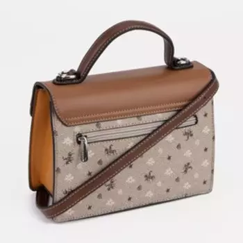 Сумка-мессенджер на молнии David Jones, наружный карман, длинный ремень, цвет бежевый