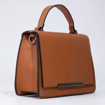 Сумка-мессенджер на молнии, наружный карман, длинный ремень, цвет коричневый