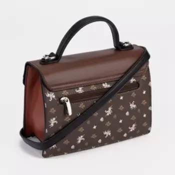 Сумка-мессенджер на молнии David Jones, наружный карман, длинный ремень, цвет коричневый